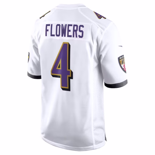 Zay Flowers Baltimore Ravens Nike Game Jersey – White - Image 3