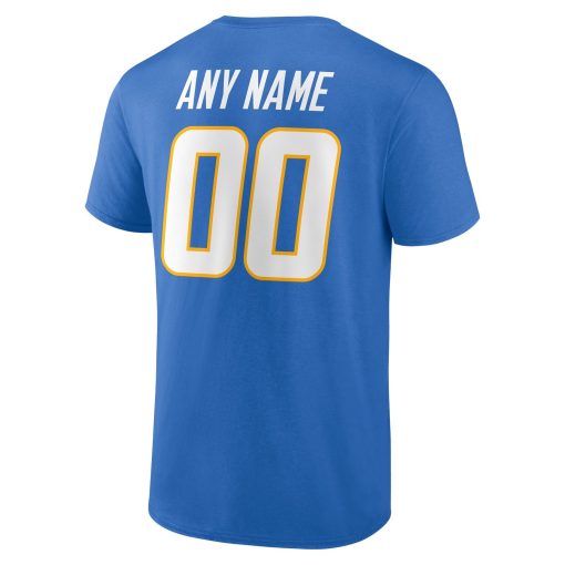 Los Angeles Chargers Team Authentic Personalized Name & Number T-Shirt – Powder Blue - Image 3