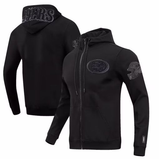 San Francisco 49ers Pro Standard Triple Black Double Knit Full-Zip Hoodie – Black