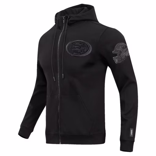 San Francisco 49ers Pro Standard Triple Black Double Knit Full-Zip Hoodie – Black - Image 2