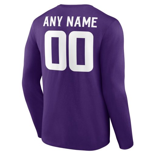 Minnesota Vikings  Team Authentic Custom Long Sleeve T-Shirt – Purple - Image 3