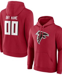 Atlanta Falcons Team Authentic Logo Personalized Name & Number Pullover Hoodie – Red