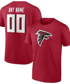 Atlanta Falcons Team Authentic Logo Personalized Name & Number T-Shirt – Red