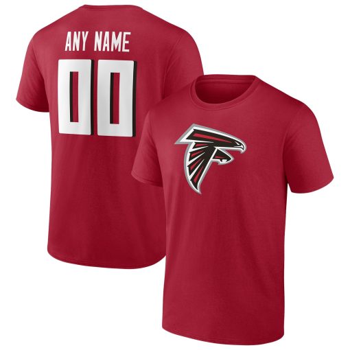 Atlanta Falcons Team Authentic Logo Personalized Name & Number T-Shirt – Red