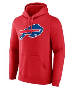 Alternative view of Buffalo Bills Team Authentic Logo Personalized Name & Number Pullover Hoodie – Red