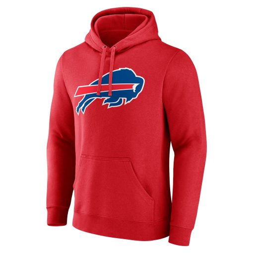 Buffalo Bills Team Authentic Logo Personalized Name & Number Pullover Hoodie – Red - Image 2