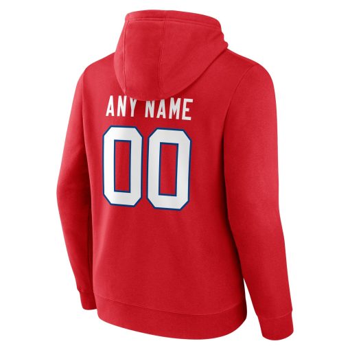 Buffalo Bills Team Authentic Logo Personalized Name & Number Pullover Hoodie – Red - Image 3