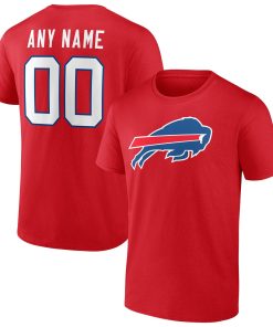 Buffalo Bills Team Authentic Logo Personalized Name & Number T-Shirt – Red