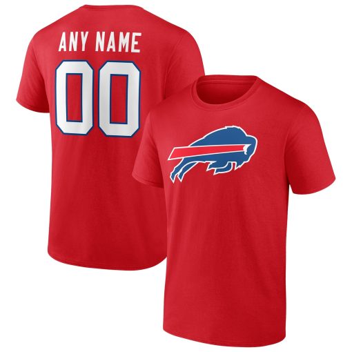 Buffalo Bills Team Authentic Logo Personalized Name & Number T-Shirt – Red