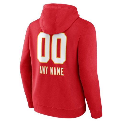 Kansas City Chiefs Personalized Name & Number Team Wordmark Pullover Hoodie – Red - Image 3