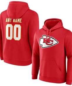 Kansas City Chiefs Team Authentic Personalized Name & Number Pullover Hoodie – Red