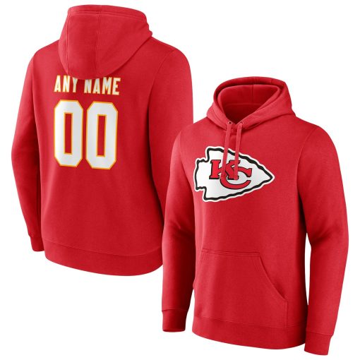 Kansas City Chiefs Team Authentic Personalized Name & Number Pullover Hoodie – Red