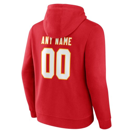 Kansas City Chiefs Team Authentic Personalized Name & Number Pullover Hoodie – Red - Image 3
