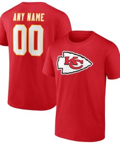 Kansas City Chiefs Team Authentic Personalized Name & Number T-Shirt – Red
