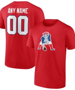 New England Patriots Team Authentic Logo Personalized Name & Number T-Shirt – Red