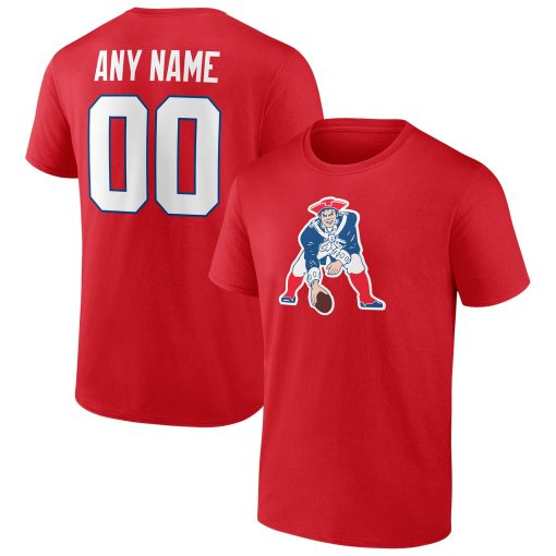 New England Patriots Team Authentic Logo Personalized Name & Number T-Shirt – Red