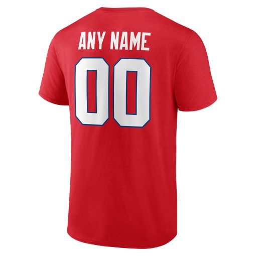 New England Patriots Team Authentic Logo Personalized Name & Number T-Shirt – Red - Image 3