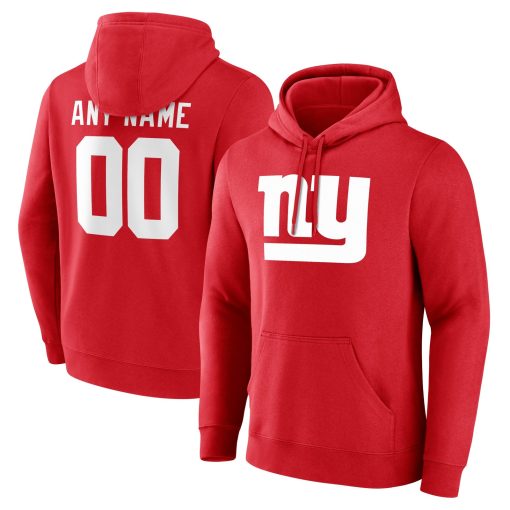 New York Giants  Team Authentic Custom Pullover Hoodie – Red