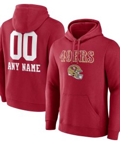 San Francisco 49ers Personalized Name & Number Team Wordmark Pullover Hoodie – Scarlet