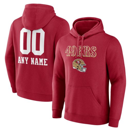 San Francisco 49ers Personalized Name & Number Team Wordmark Pullover Hoodie – Scarlet