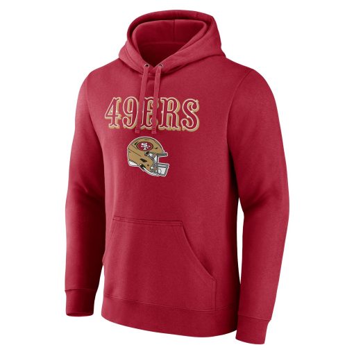 San Francisco 49ers Personalized Name & Number Team Wordmark Pullover Hoodie – Scarlet - Image 2