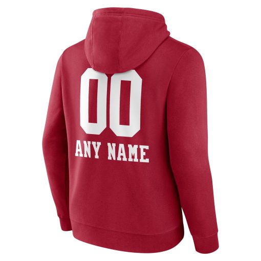 San Francisco 49ers Personalized Name & Number Team Wordmark Pullover Hoodie – Scarlet - Image 3