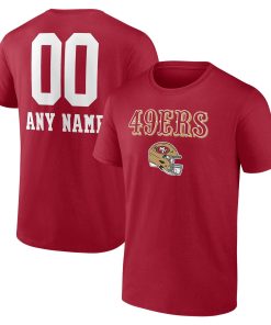 San Francisco 49ers Personalized Name & Number Team Wordmark T-Shirt – Scarlet