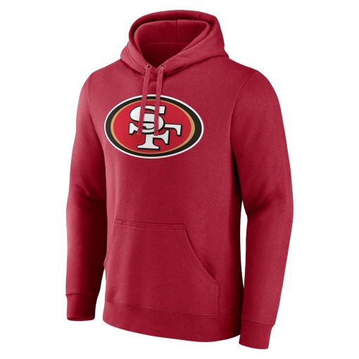 San Francisco 49ers Team Authentic Personalized Name & Number Pullover Hoodie – Scarlet - Image 2