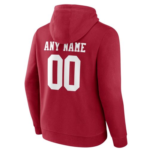 San Francisco 49ers Team Authentic Personalized Name & Number Pullover Hoodie – Scarlet - Image 3
