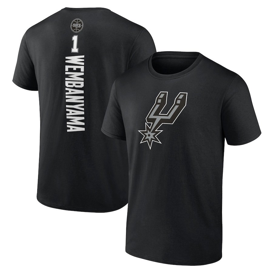 Victor Wembanyama San Antonio Spurs Playmaker Name & Number T-Shirt – Black