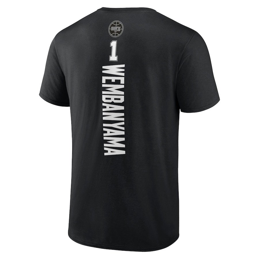 Victor Wembanyama San Antonio Spurs Playmaker Name & Number T-Shirt – Black - Image 3