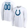 Indianapolis Colts Team Authentic Logo Personalized Name & Number Long Sleeve T-Shirt – White