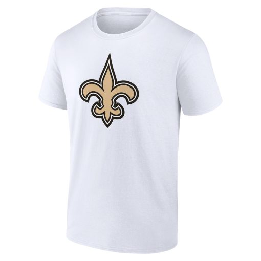 New Orleans Saints Team Authentic Logo Personalized Name & Number T-Shirt – White - Image 2