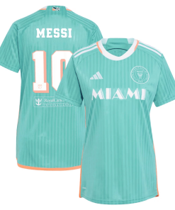 Lionel Messi Inter Miami CF adidas Women’s 2024 Archive Replica Player Jersey – Aqua