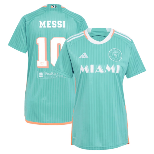 Lionel Messi Inter Miami CF adidas Women’s 2024 Archive Replica Player Jersey – Aqua