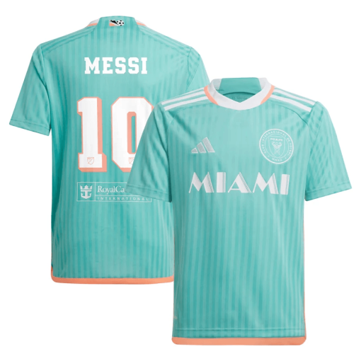 Lionel Messi Inter Miami CF adidas Youth 2024 Archive Replica Player Jersey – Aqua