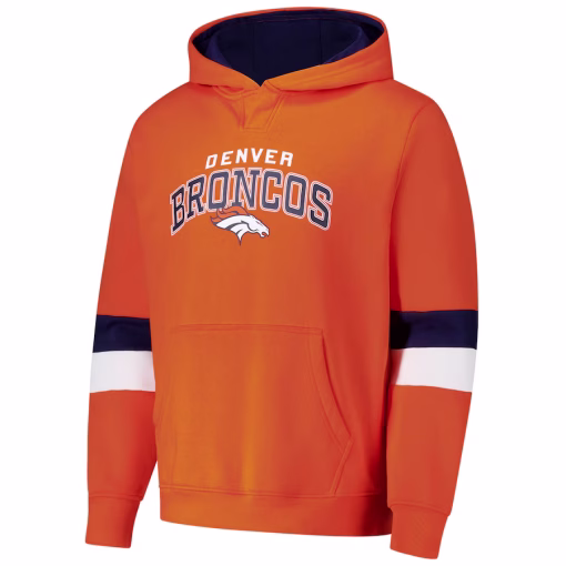 Denver Broncos G-III Sports by Carl Banks Adaptive Faceoff Pullover Hoodie – Orange/Navy - Image 3