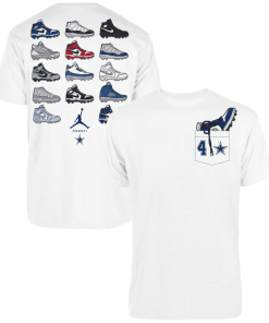 Men’s Jordan Brand Dak Prescott White Dallas Cowboys Shoe Schedule Graphic T-Shirt