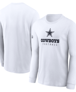 Men’s Nike White Dallas Cowboys Sideline Performance Long Sleeve T-Shirt