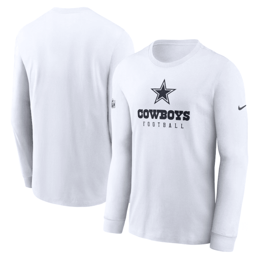 Men’s Nike White Dallas Cowboys Sideline Performance Long Sleeve T-Shirt