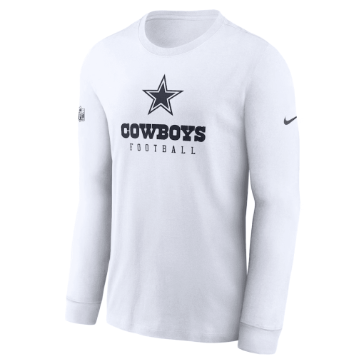 Men’s Nike White Dallas Cowboys Sideline Performance Long Sleeve T-Shirt - Image 2