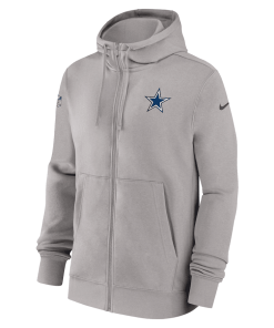 Alternative view of Men’s Nike Gray Dallas Cowboys Sideline Club Performance Full-Zip Hoodie