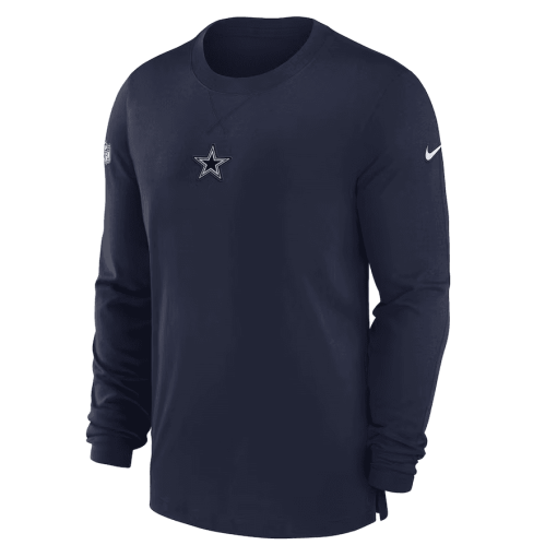 Men’s Nike Navy Dallas Cowboys 2023 Sideline Performance Long Sleeve T-Shirt - Image 2