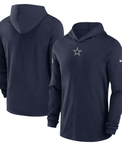 Men’s Nike Navy Dallas Cowboys Sideline Performance Long Sleeve Hoodie T-Shirt