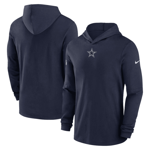 Men’s Nike Navy Dallas Cowboys Sideline Performance Long Sleeve Hoodie T-Shirt