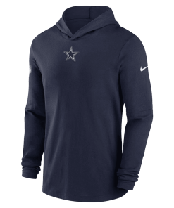Alternative view of Men’s Nike Navy Dallas Cowboys Sideline Performance Long Sleeve Hoodie T-Shirt