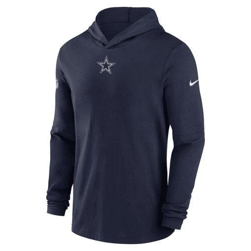 Men’s Nike Navy Dallas Cowboys Sideline Performance Long Sleeve Hoodie T-Shirt - Image 2