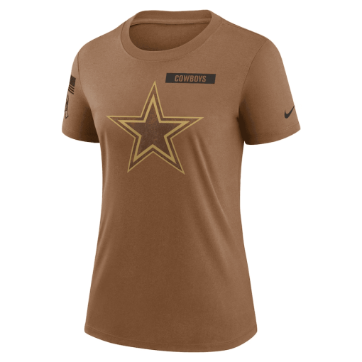 Women’s Nike Brown Dallas Cowboys 2023 Salute to Service Legend Performance T-Shirt - Image 2