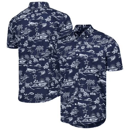 Men’s Reyn Spooner Navy Dallas Cowboys Throwback Kekai Print Button-Up Shirt