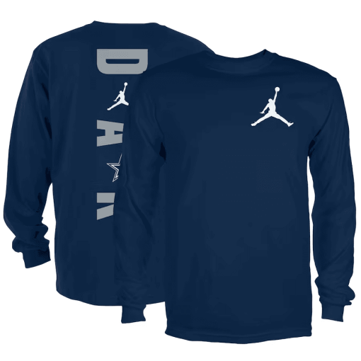 Men’s Jordan Brand Dak Prescott Navy Dallas Cowboys Player Wordmark Graphic Long Sleeve T-Shirt